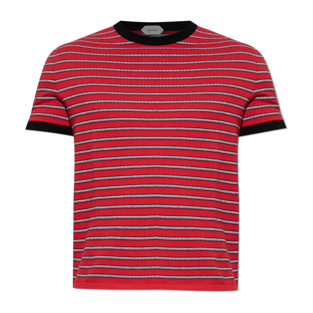 Versace - Jacquard T-Shirt Aus Baumwollmischung - Tops - Herren - Rot - S