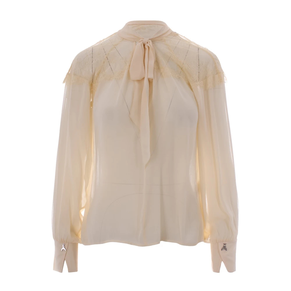 Patrizia Pepe Damen Beige - Bluse Mit Bindeband - Blouses & Shirts - Xs