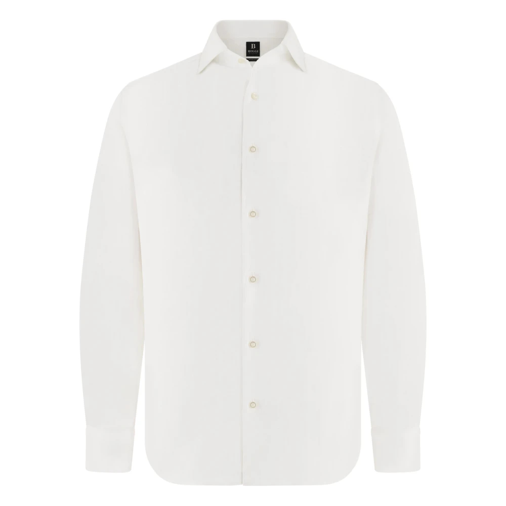 Boggi Milano Herren Weiß - Regular Fit Leinenhemd - Shirts - L