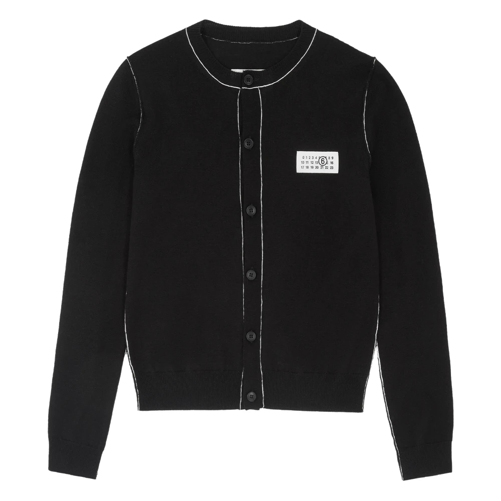 MM6 | Black wool blend cardigan with contrasting trims | Women | M - Bild 5
