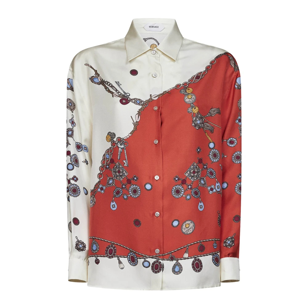 VERSACE | Orange printed silk twill shirt | female | 40 - Bild 3
