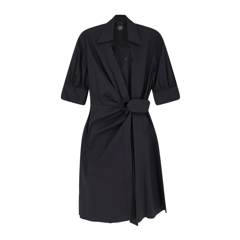 Pinko Damen Schwarz - Knotted Wrap Midi Dress - Dresses - K - L