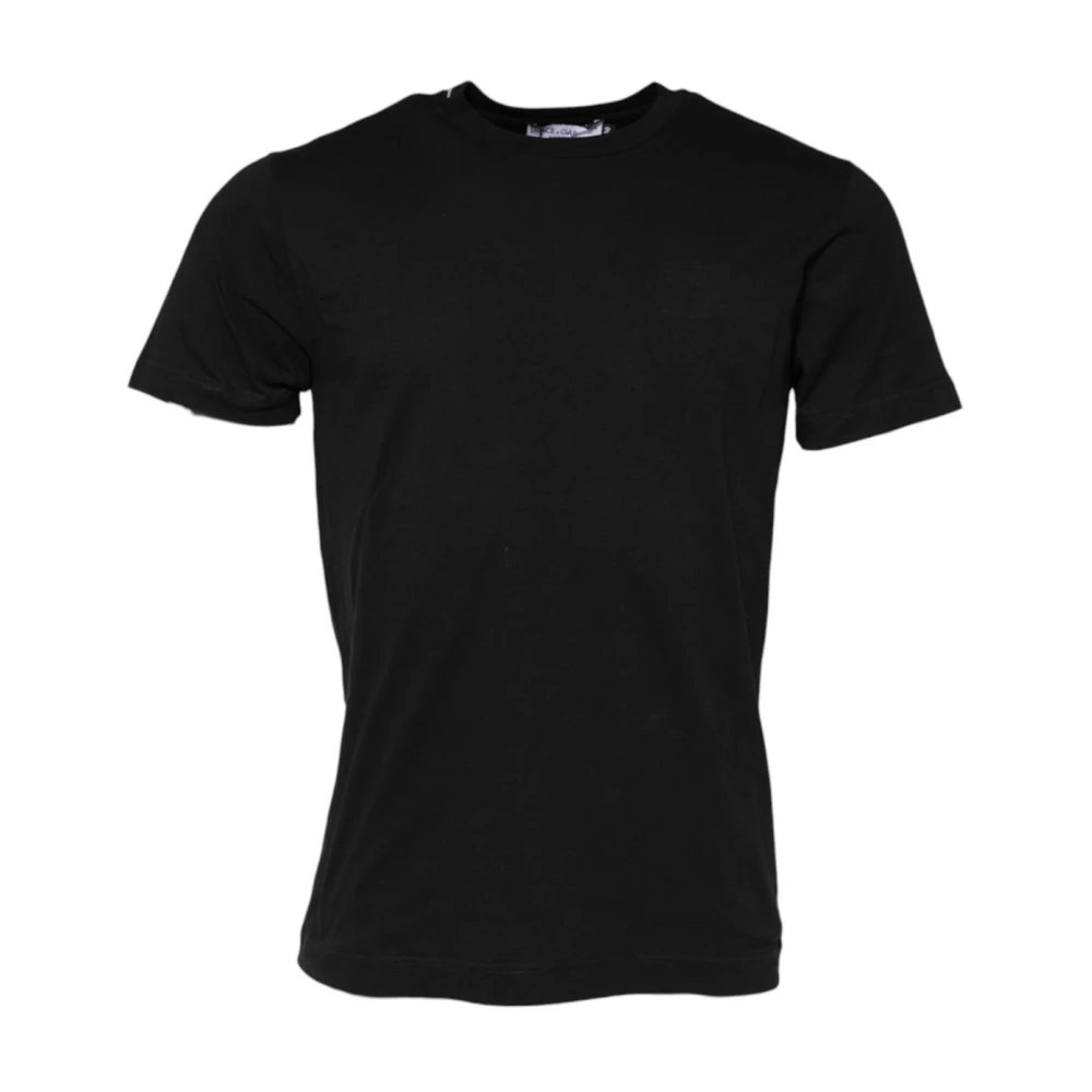 Dolce & Gabbana Herren Schwarz - Logo Details Baumwoll T-Shirt - Tops - K - L