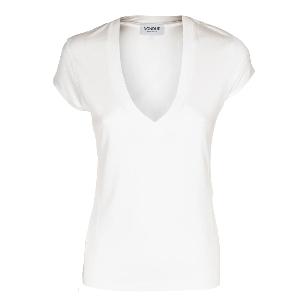 Dondup Damen Weiß - Figurbetontes T-Shirt Mit V-Ausschnitt - Tops - Xs
