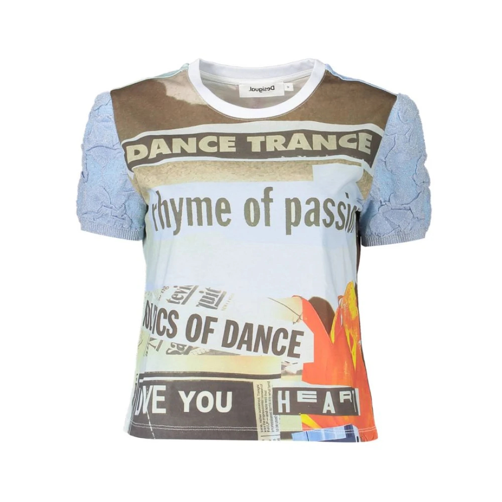 Desigual Weiß Texturiertes T-Shirt Zeitung Frau - Bild 6