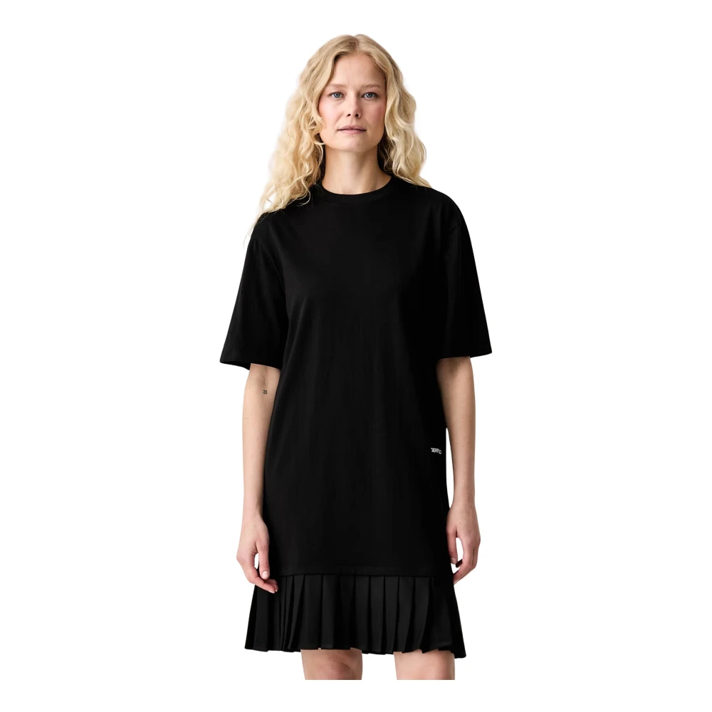 Kl Jeans Damen Schwarz - T-Shirt-Kleid Mit Falten Am Saum, Größe: Xs - Bild 4