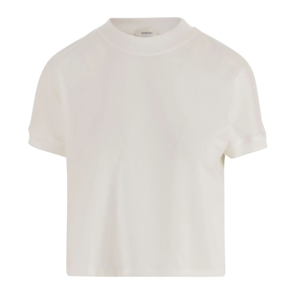 Versace Damen Weiß - Stretch Baumwoll T-Shirt Mit Logo - Tops - S