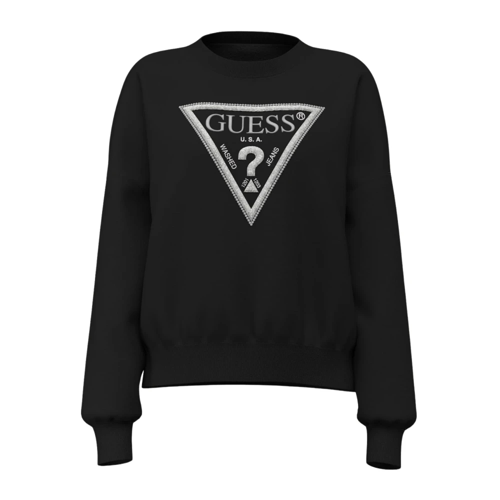 Guess Damen Noir Sweatshirt Triangle Glitter - Bild 5