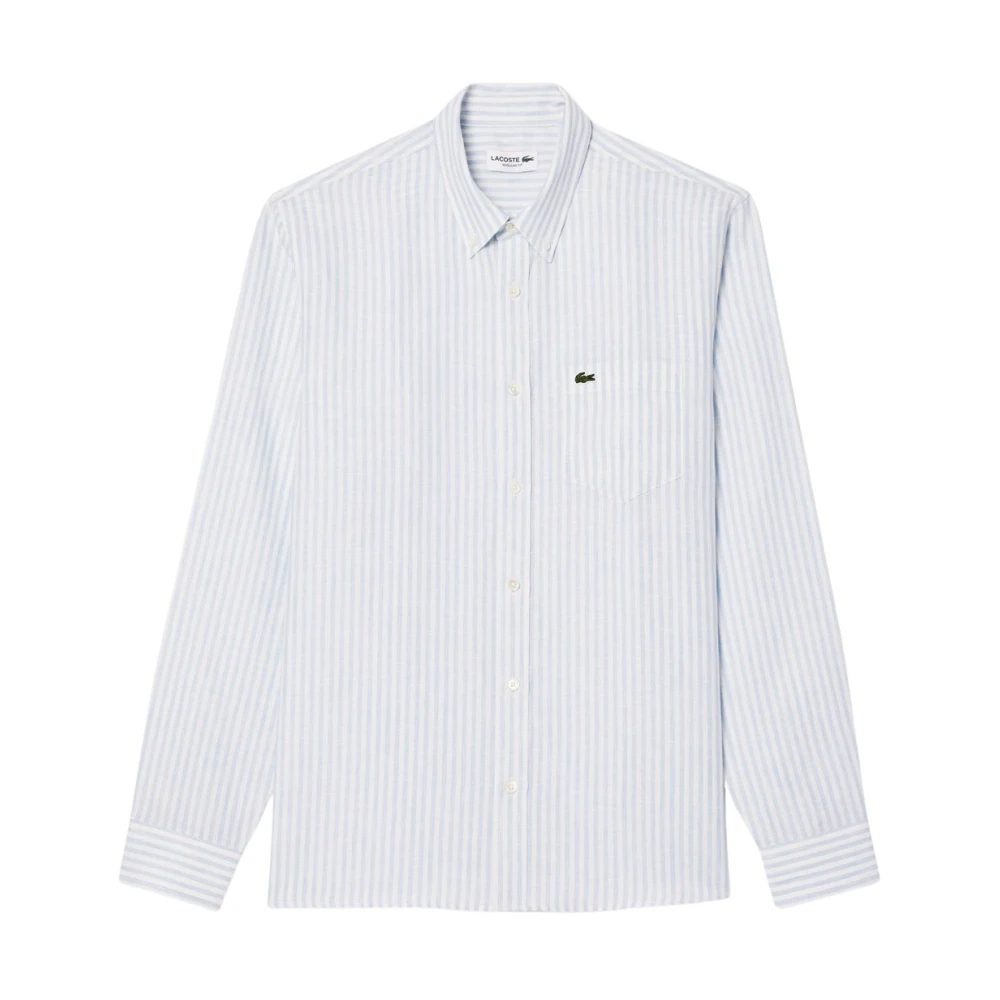 Lacoste Herren Blau - Gestreiftes Leinenhemd Mit Regulärer Passform - Shirts - 4XL