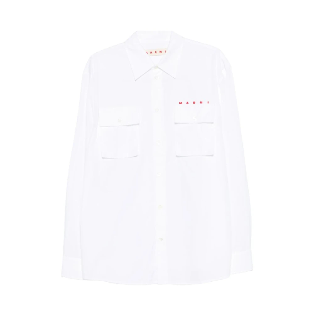 Marni Herren Weiß - Hemd Mit Logo-Tasche - Shirts - Xl