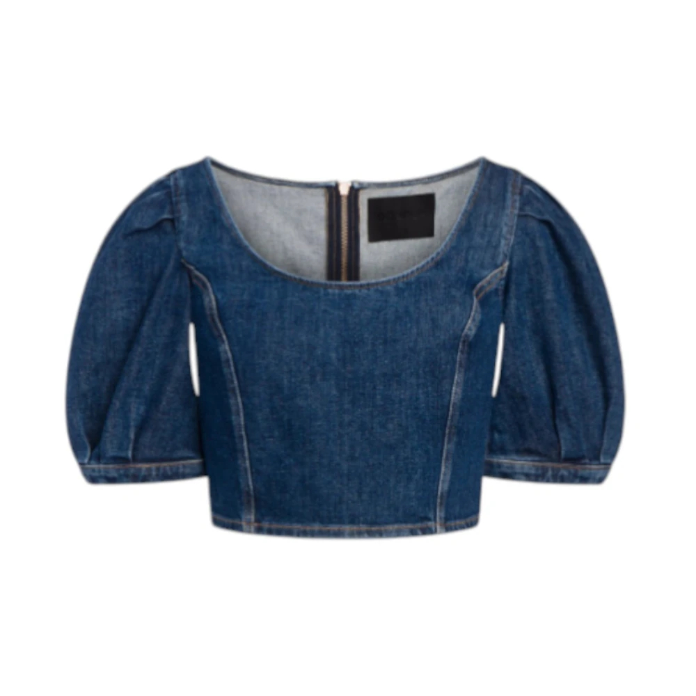 Dondup Damen Blau - Stretch Denim Crop Top - Blouses & Shirts - S