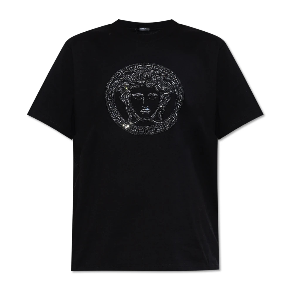 Versace Damen Schwarz - T-Shirt Mit Logo - Tops - K -2Xs