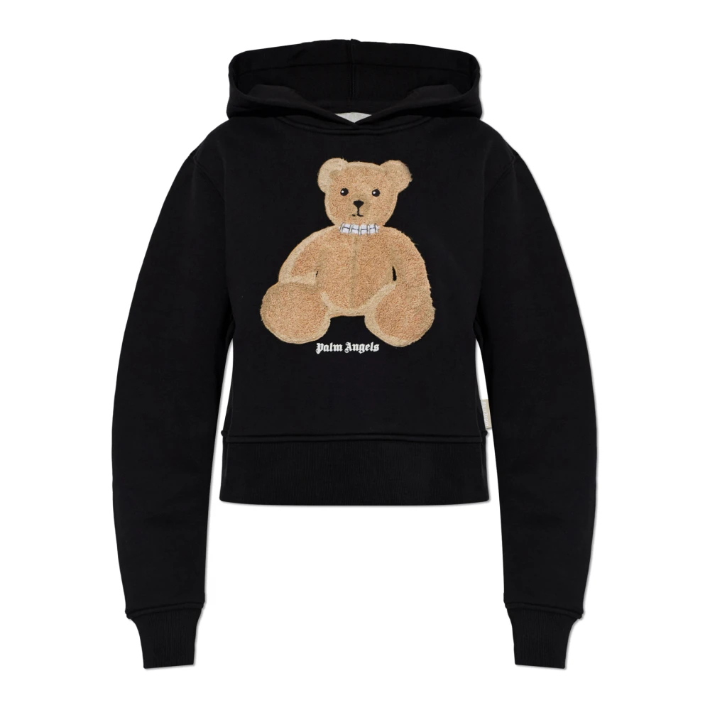 Palm Angels - Bear Fitted Hoodie - Sweatshirts & Hoodies - Damen - Schwarzk - S