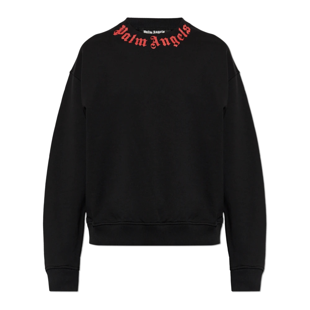 Palm Angels Herren Schwarz - Neck Logo Sweatshirt - Sweatshirts & Hoodies - K -L