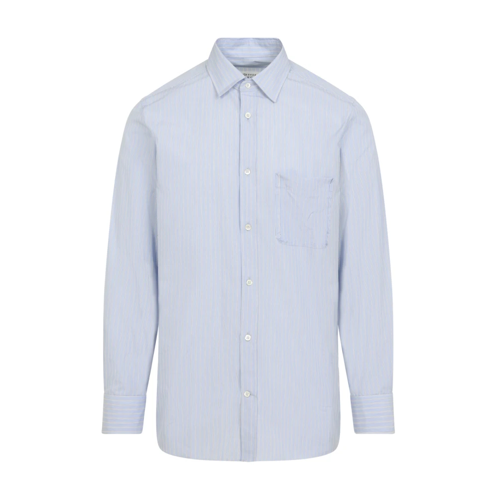 Maison Margiela Herren Blau - Gestreiftes Baumwollhemd - Shirts - 2XL