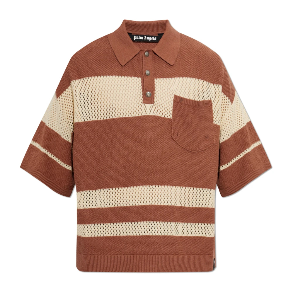 Palm Angels Herren Braun - Logo Polo - Tops - L