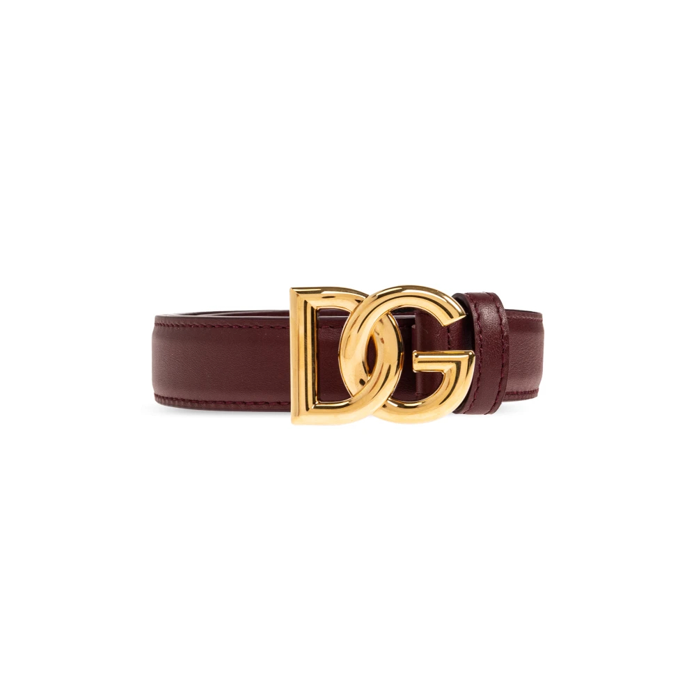 Dolce & Gabbana Damen Rot - Kalbsleder Gürtel Mit Logo-Schnalle - Accessories - 95 Cm