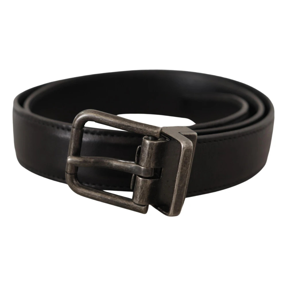 Dolce & Gabbana Unisex Schwarz - Kalbsleder Gürtel Mit Logo-Metallschließe - Accessories - K - One Size