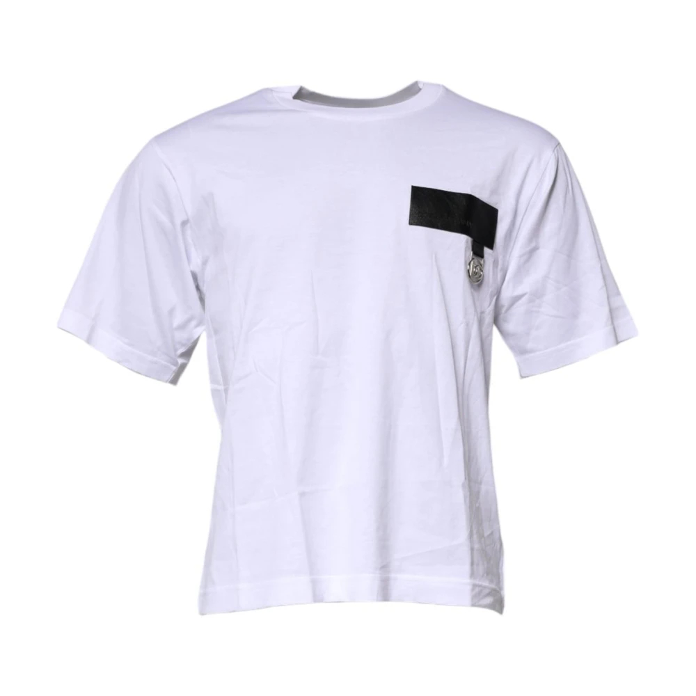 Dolce & Gabbana Herren Weiß - Es Rundhals-T-Shirt Mit Logo-Patch - Tops - S
