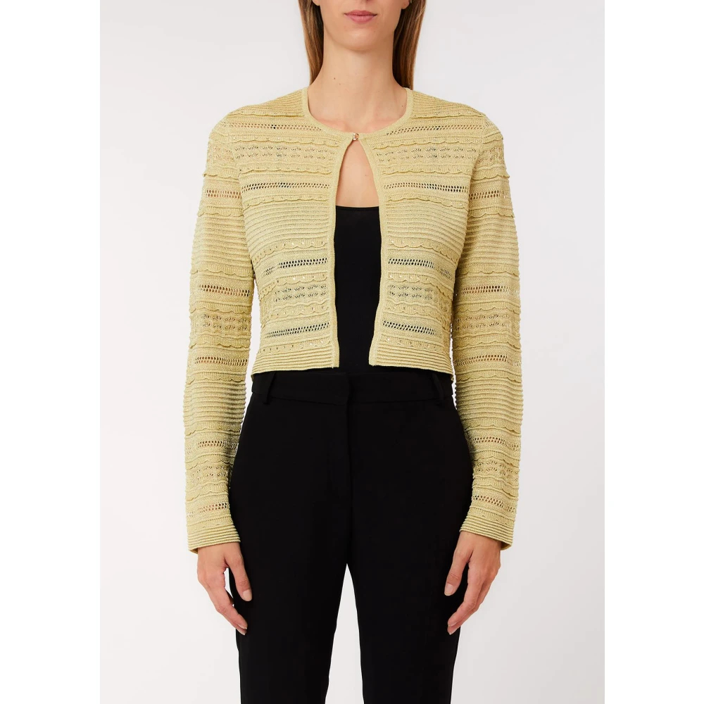 Liu Jo Damen Gelb - Ajour-Cardigan - Knitwear - Xs