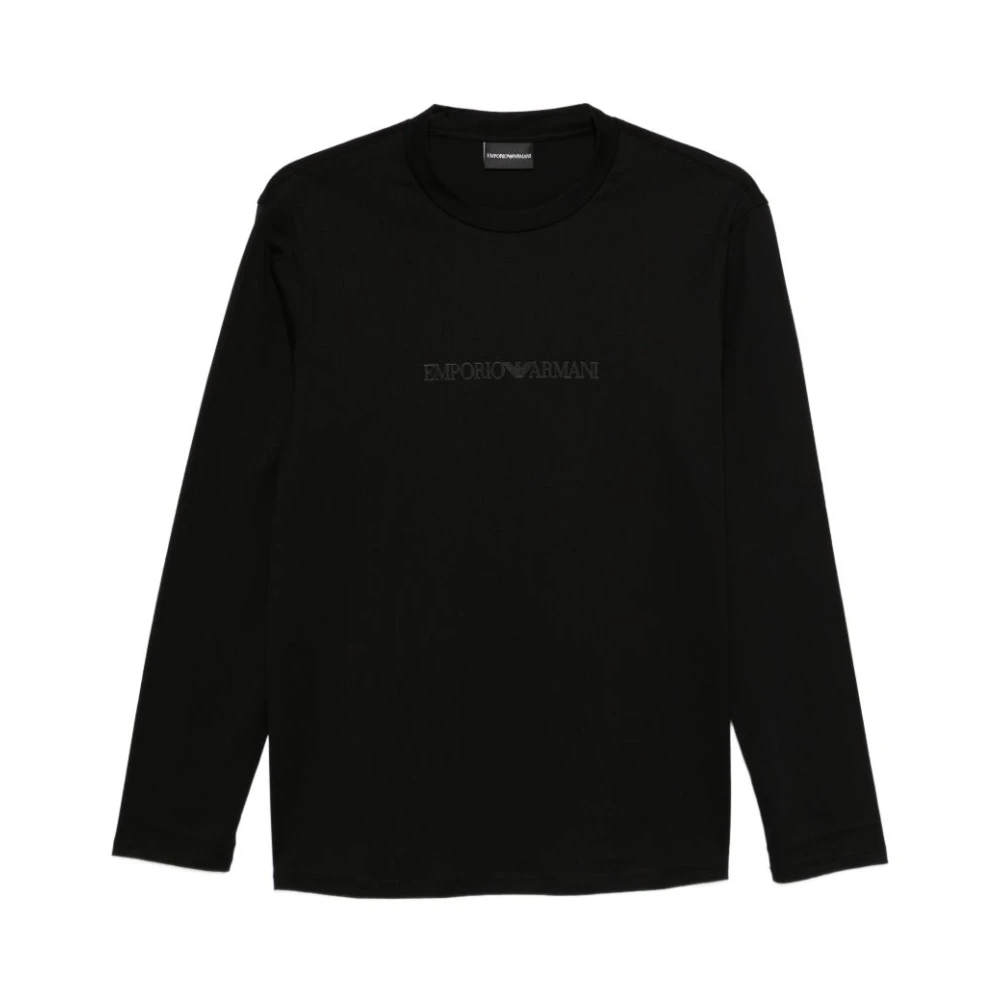 Emporio Armani - Rundhals-Langarmshirt - Tops - Herren - Schwarzk - S