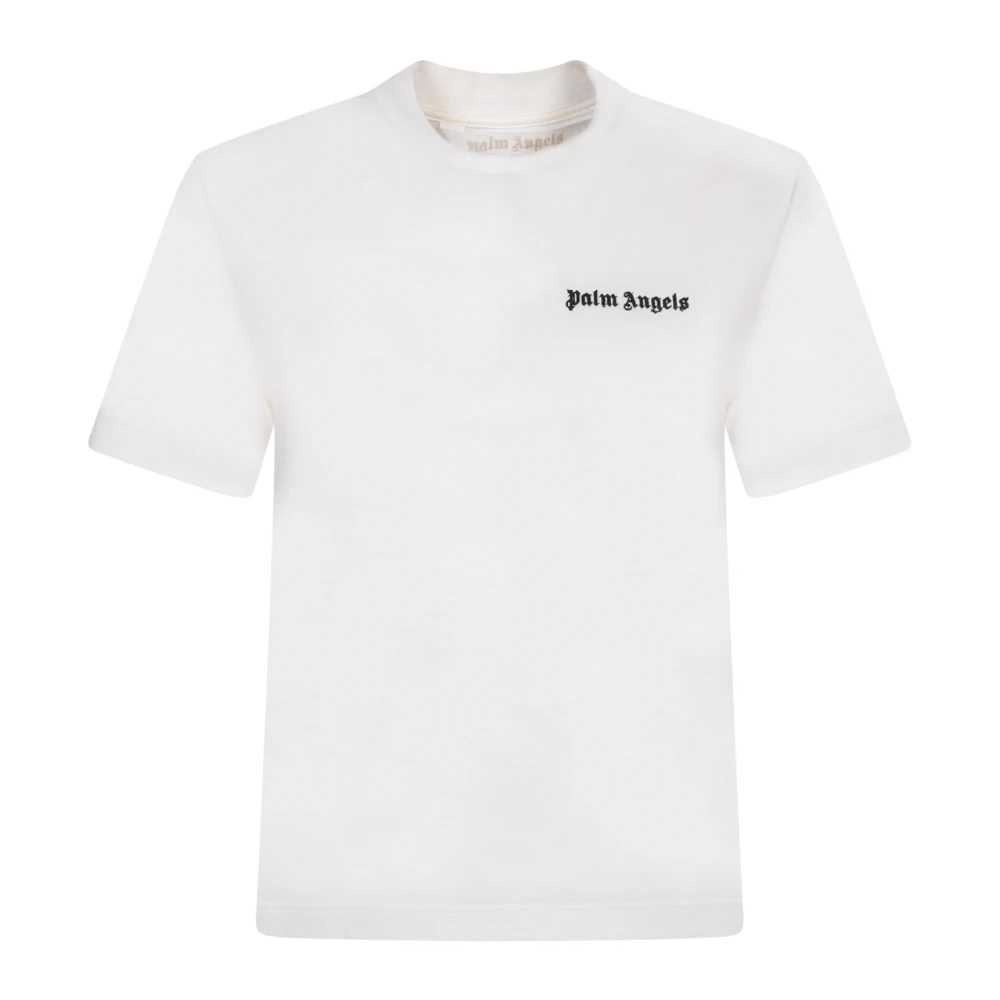 Palm Angels Damen Weiß - Schickes Es T-Shirt Mit Logo - Tops - M