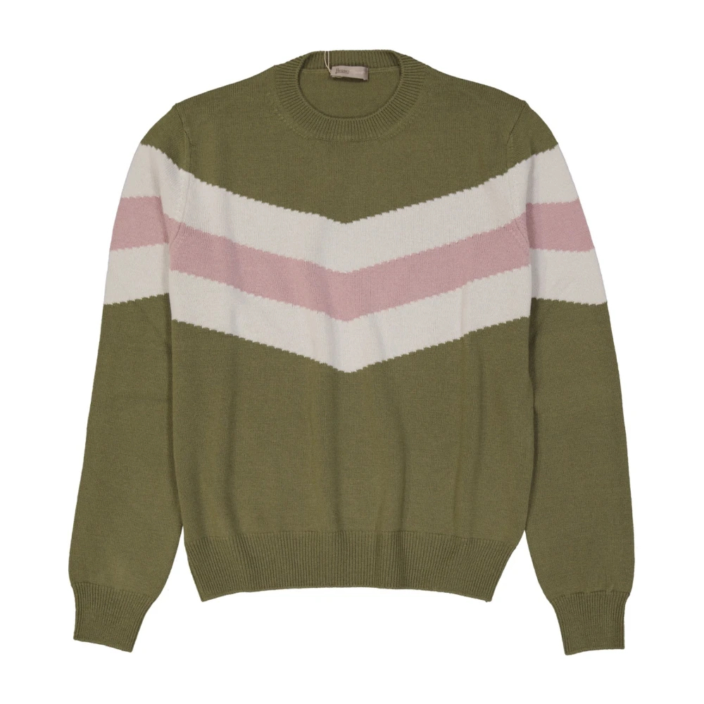Herno Herren Grün - Zigzag-Streifen-Pullover - Knitwear - M