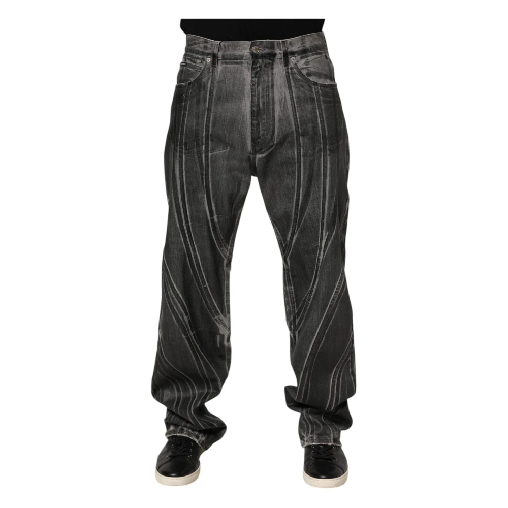 Dolce & Gabbana Herren Schwarz - Jeans Mit Grafischem Druck - Jeans - K - M