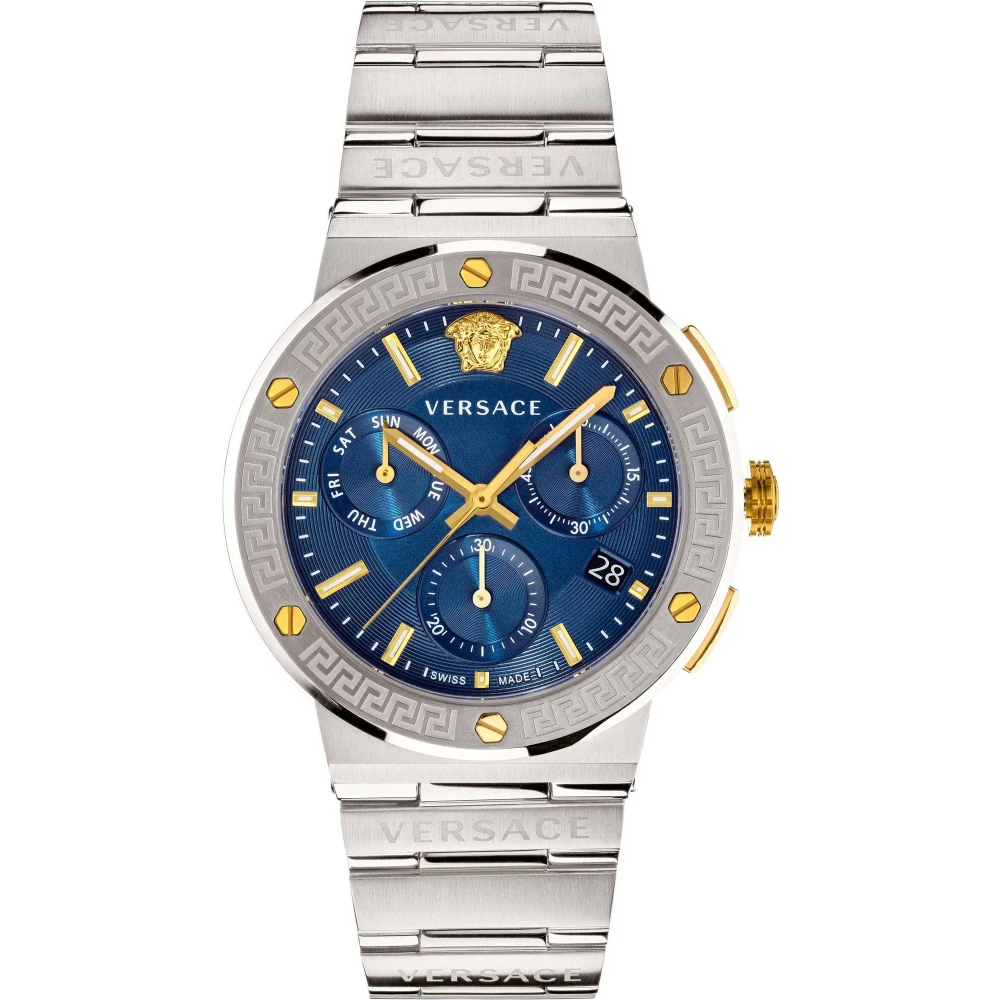 Joom Versace Herren Grau Vez900221 Blaue 43 Mm Greca Logo Uhr - Bild 3