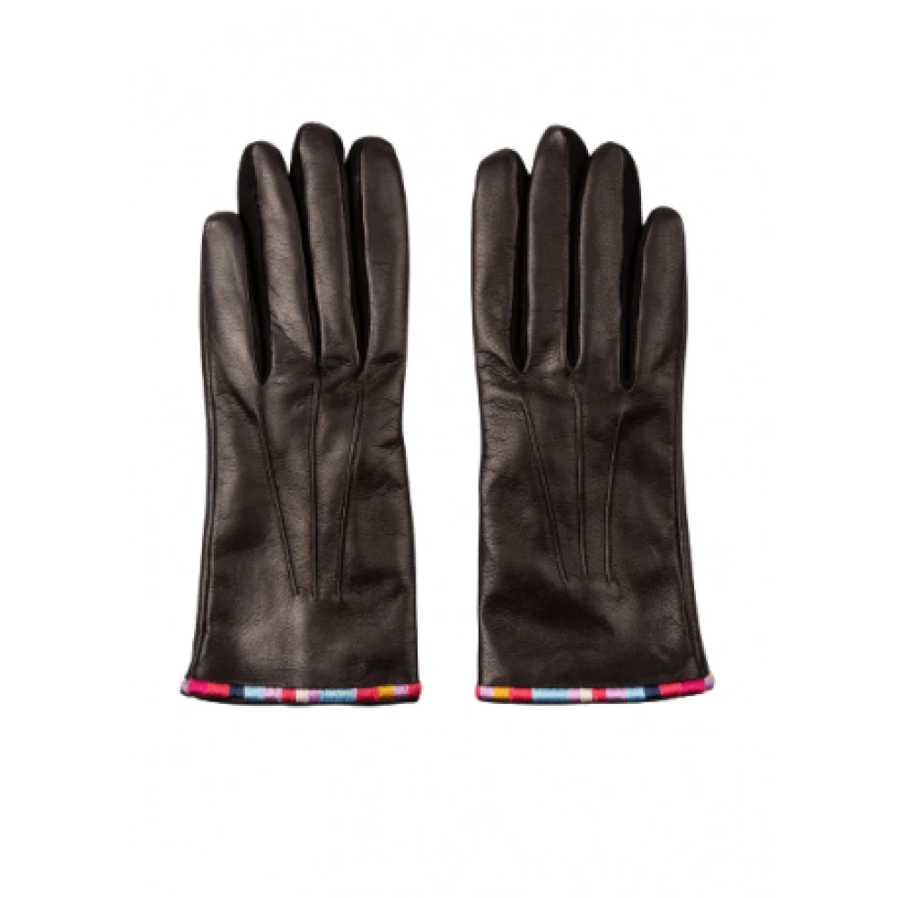Paul Smith Unisex Schwarz - Signature Stripe Lederhandschuhe - Accessories - K - M