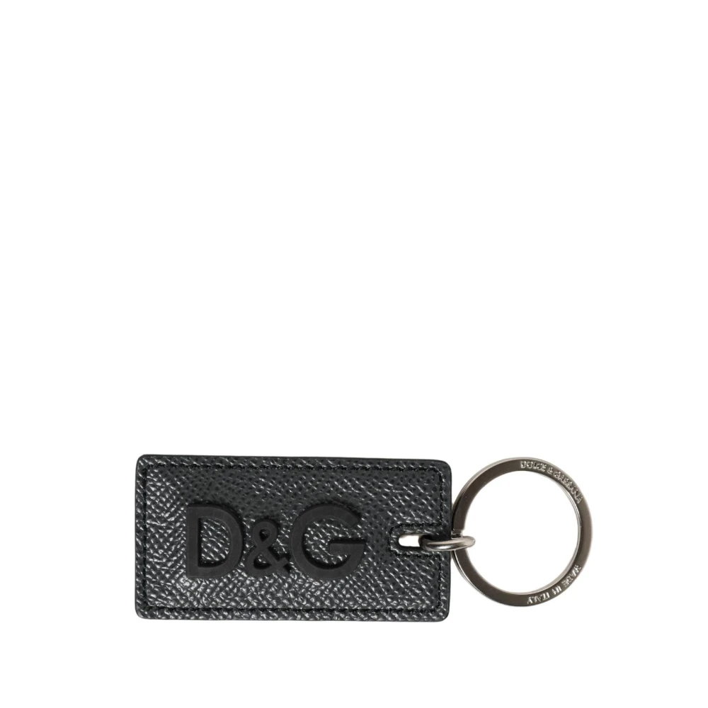Dolce & Gabbana Damen Grau - Kalbsleder Logo Metallring Schlüsselanhänger - Accessories - One Size