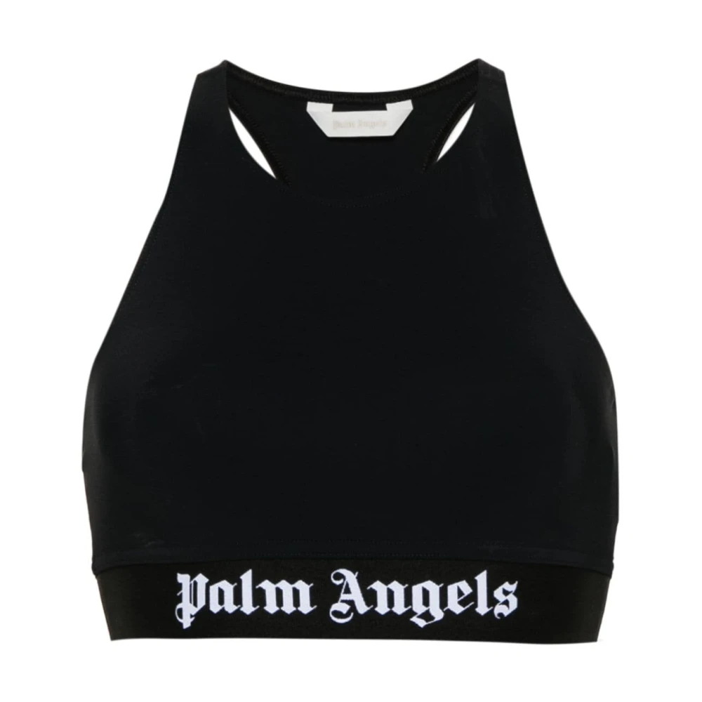 Palm Angels Damen Schwarz - Logo-Elastischer Bund Oberteil - Tops - K - Xs