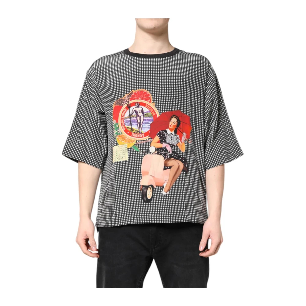 Dolce & Gabbana Herren Schwarz - Seiden Grafikdruck Tee - Tops - K -L