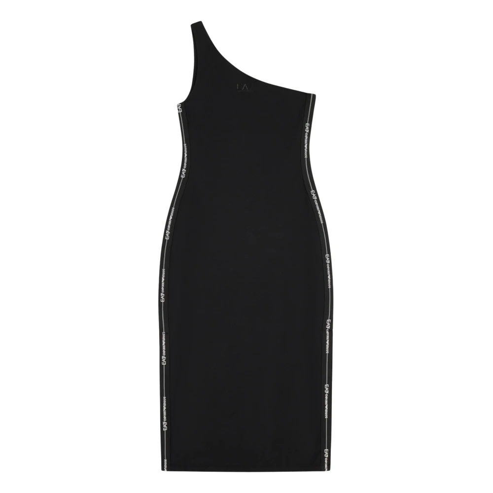Emporio Armani Ea7 Damen Schwarz - Langes Kleid Mit Seitenband - Dresses - K - L