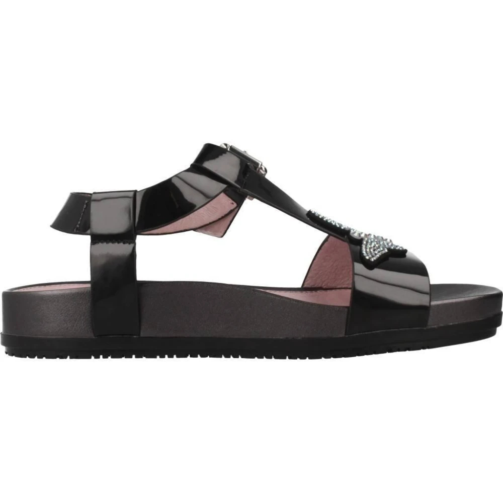 Stonefly Damen Schwarz - Stilvolle Flache Sandalen Mit Spiegeldetail - Shoes - K - 37 Eu