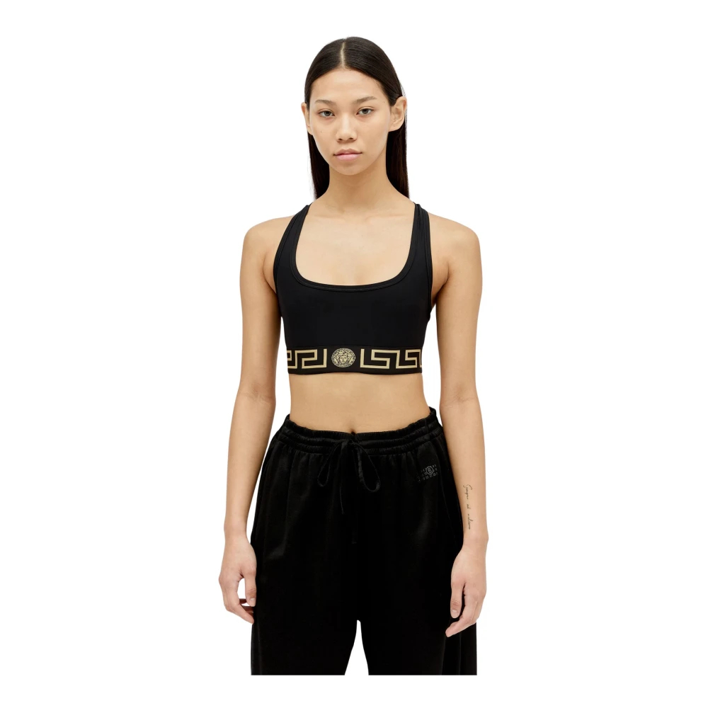 Versace Damen Schwarz - Greca Trim Sport-Bh - Tops - K - Xs