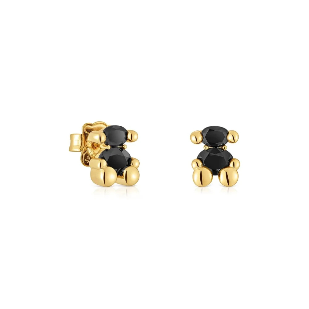 Tous Damen Schwarz - Ohrringe Color Bear 8 Mm Aus 18 Kt Vergoldetem Silber Mit Onyx In Bärenform - Bild 3