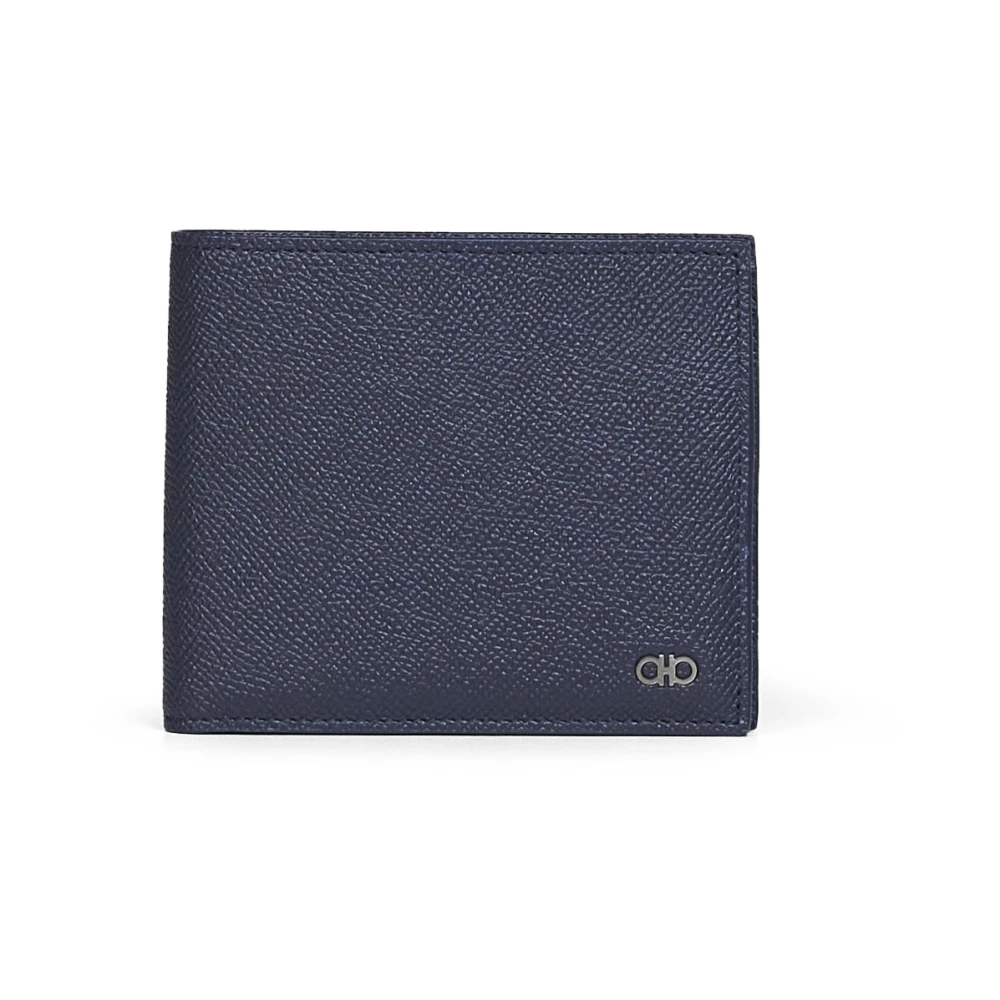 FERRAGAMO | Dark navy blue hammered calfskin Gancini wallet | Man | PZ - Bild 5