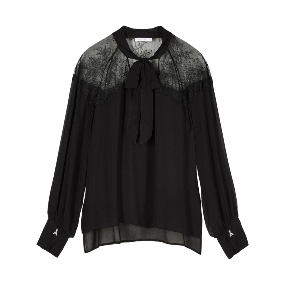 Patrizia Pepe Damen Schwarz - Fließende Bluse Mit Schleife - Blouses & Shirts - K - Xl