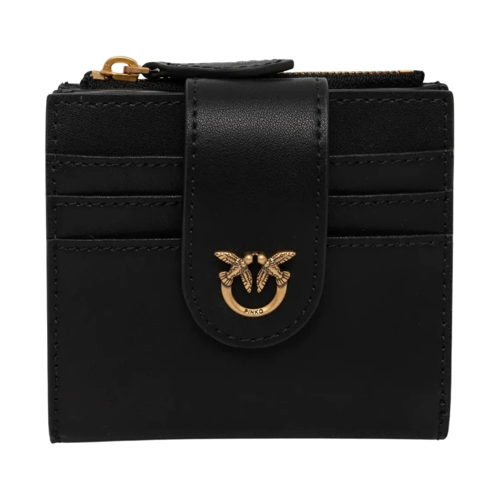 Pinko - Ledergeldbörse Mit Reißverschluss Und Knopfverschluss - Accessories - Damen - Schwarzk - One Size - Bild 13
