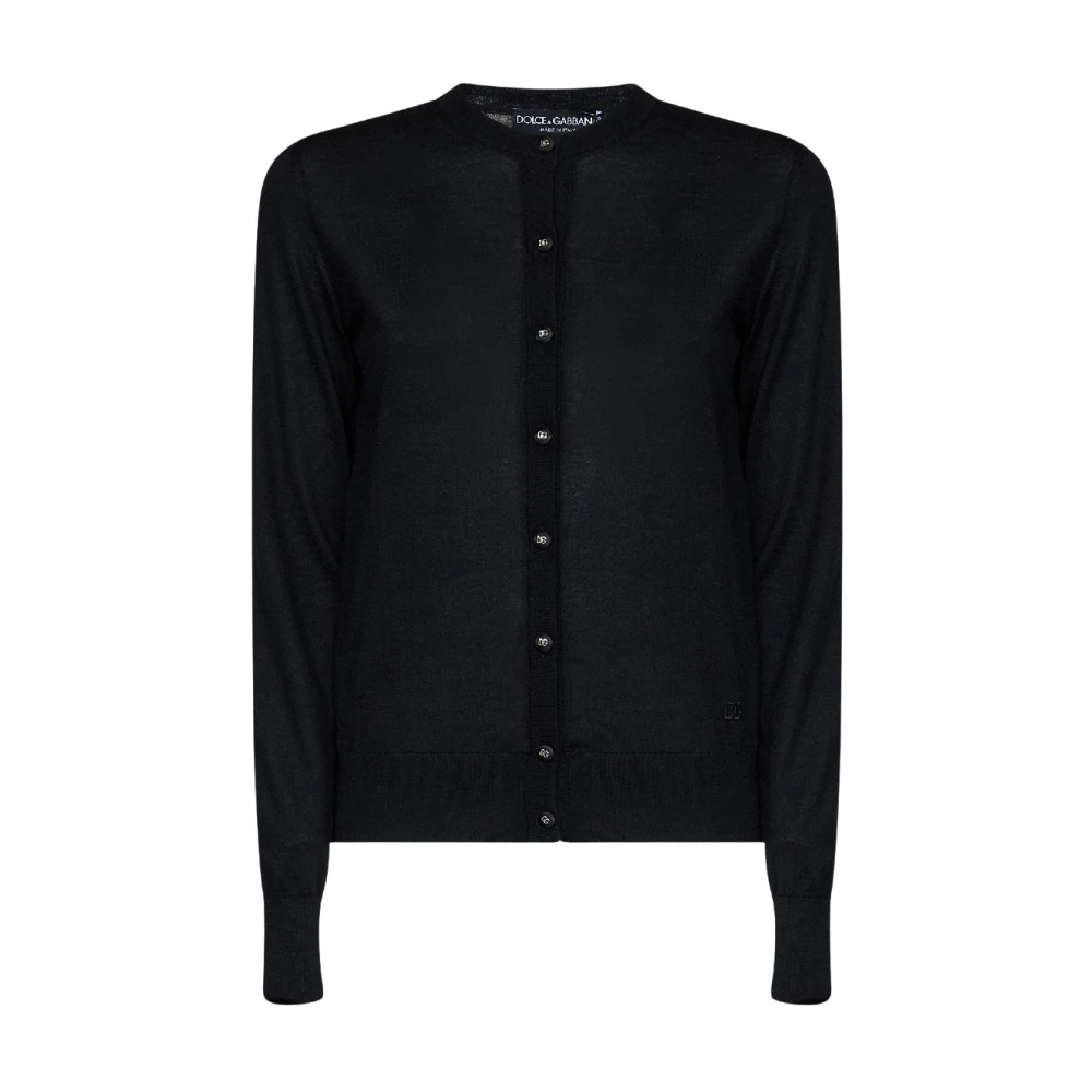 DOLCE & GABBANA | Black cashmere and silk knit cardigan with logo | Women | 42 - Bild 3