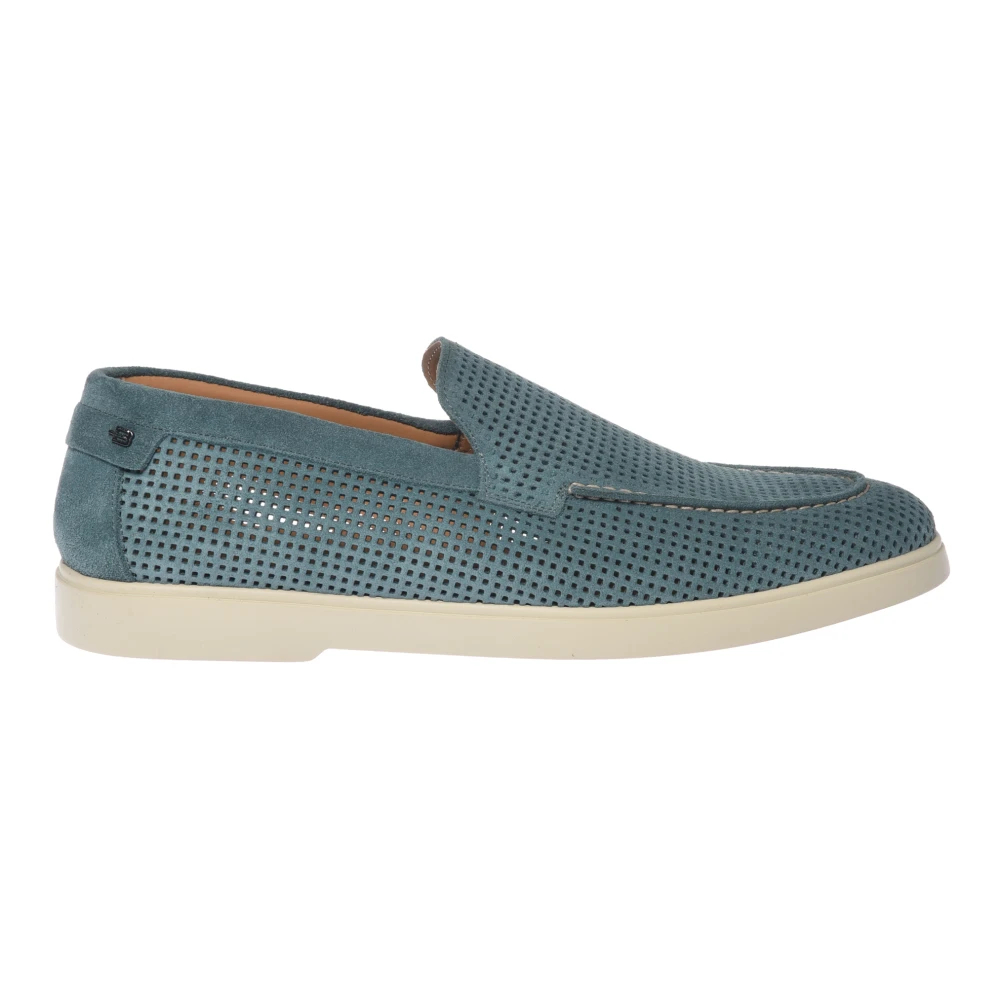 Baldinini Herren Blau - Suede Perforated Moccasin - Shoes - 43 Eu