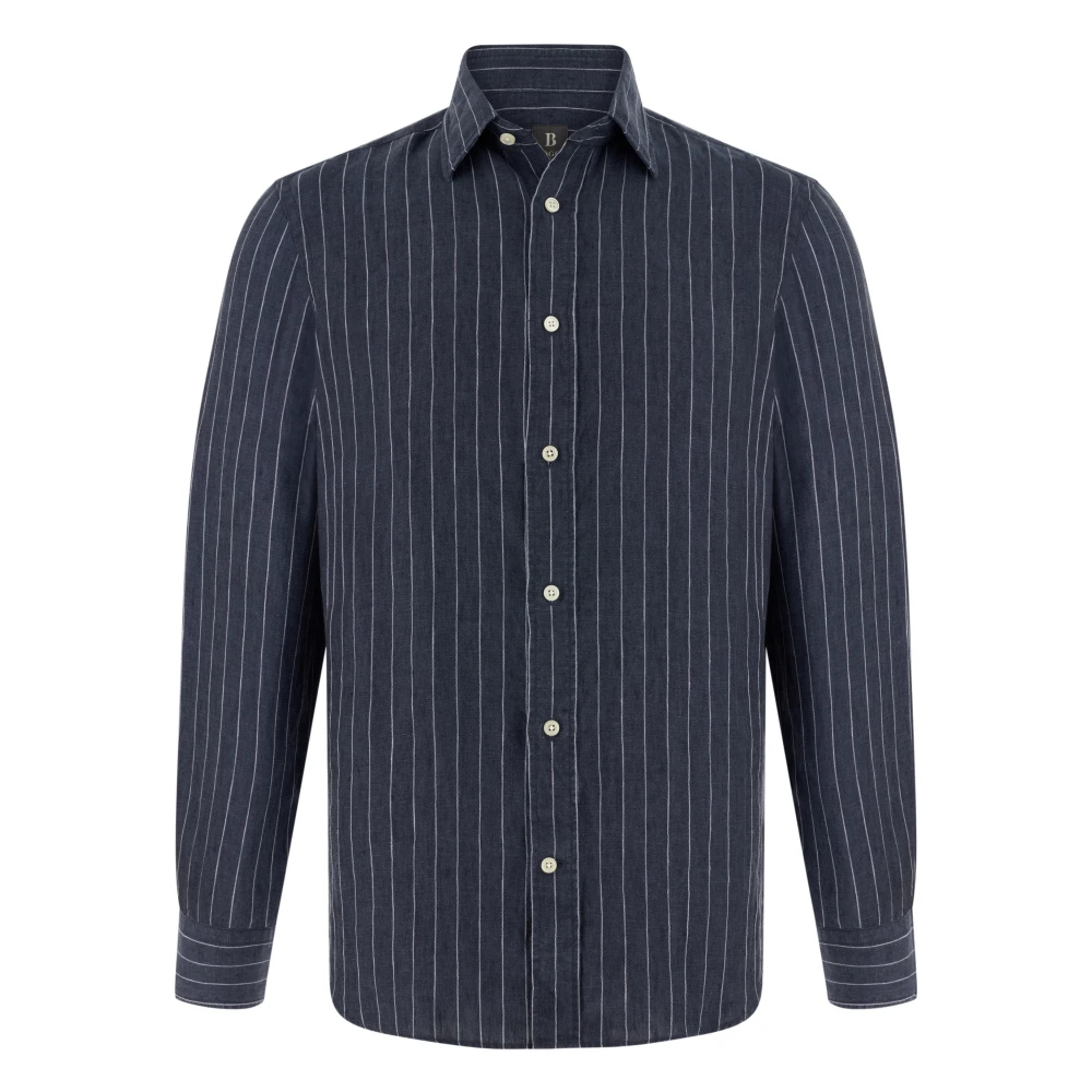 Boggi Milano Herren Blau - Regular Fit Leinenhemd - Shirts - M