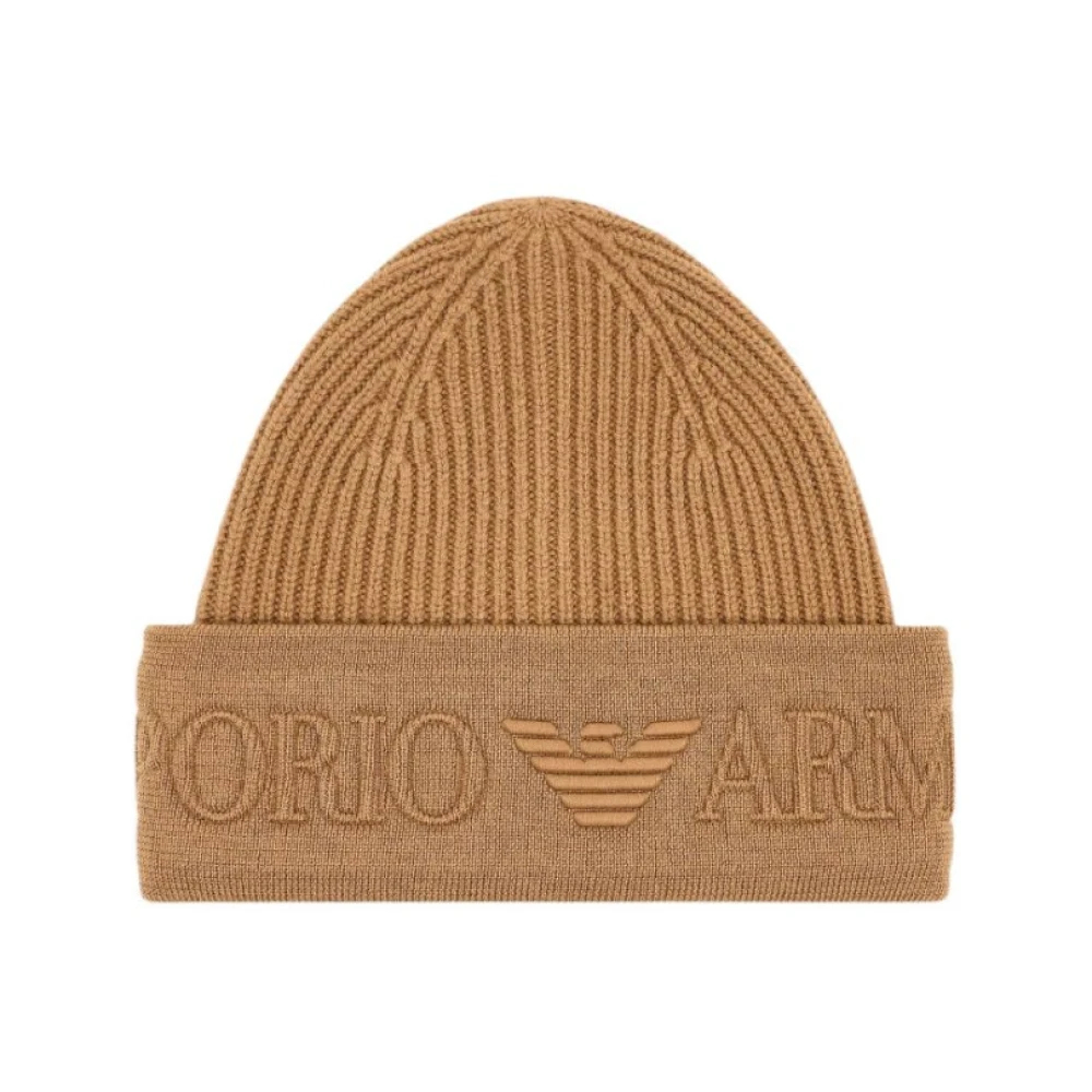 Emporio Armani Unisex Braun - Wollmütze Mit Logo-Schild - Accessories - M