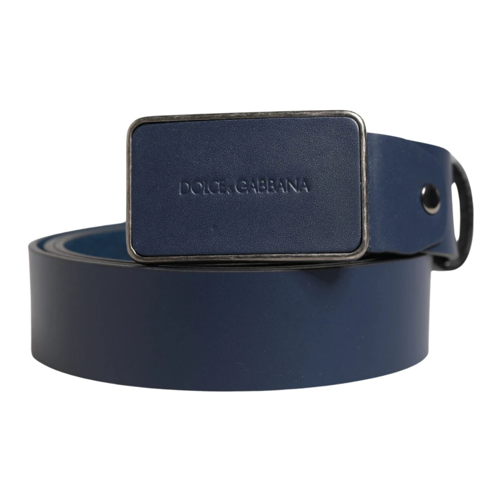 Dolce & Gabbana Herren Blau - Logo Ledergürtel Mit Schnalle - Accessories - One Size