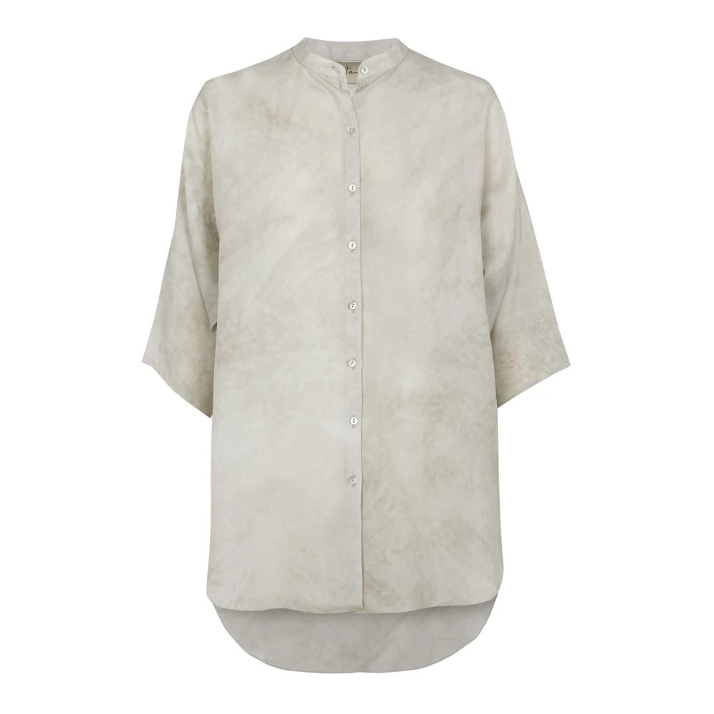 Cortana Damen Beige - Salome- Aschgrau Seidenhemd - Blouses & Shirts - 2XS