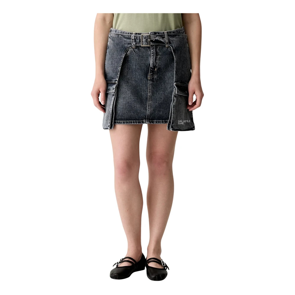 Karl Lagerfeld - Buckle Cargo Minirock - Skirts - Damen - Blau - M