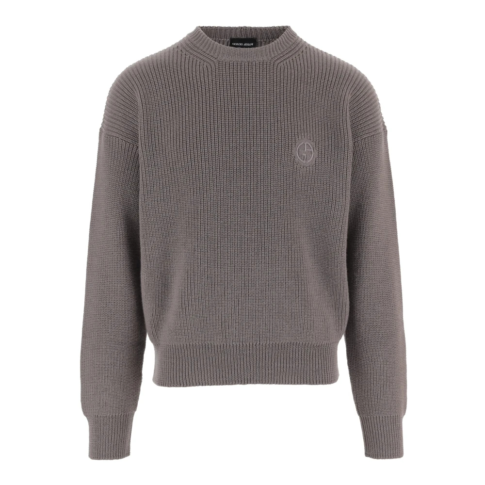 Giorgio Armani - Wollpullover Mit Logo - Knitwear - Herren - Grau - M