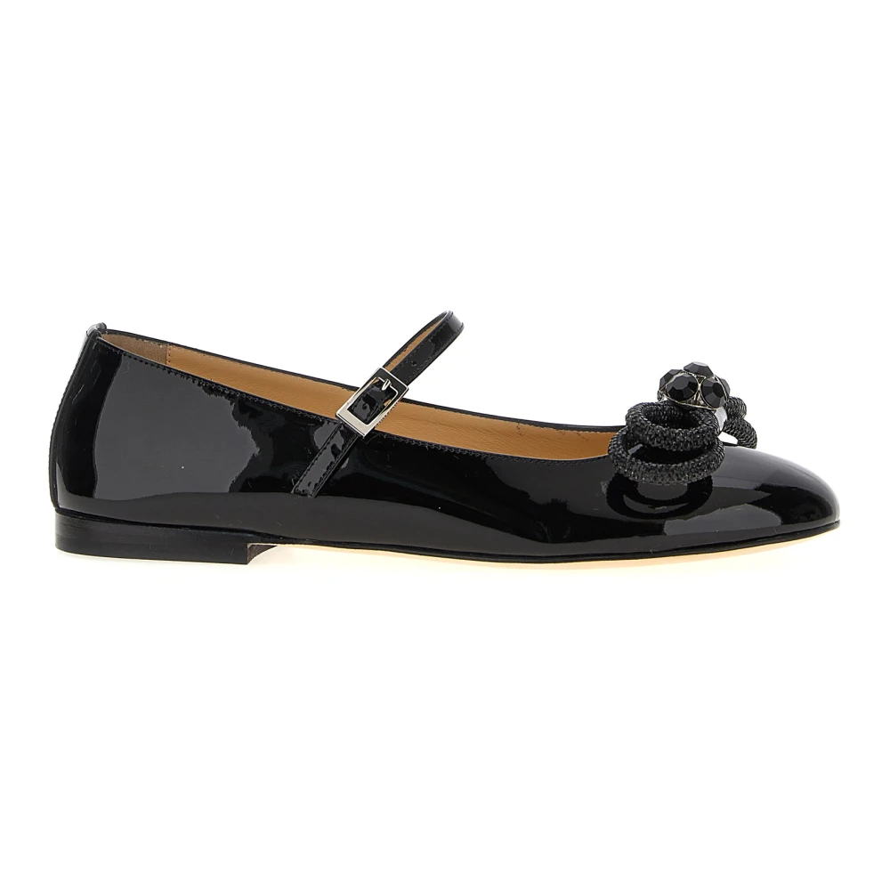 Mach & Mach Damen Schwarz - Ballerinas Mit Doppelter Schleife - Shoes - K - 37 Eu