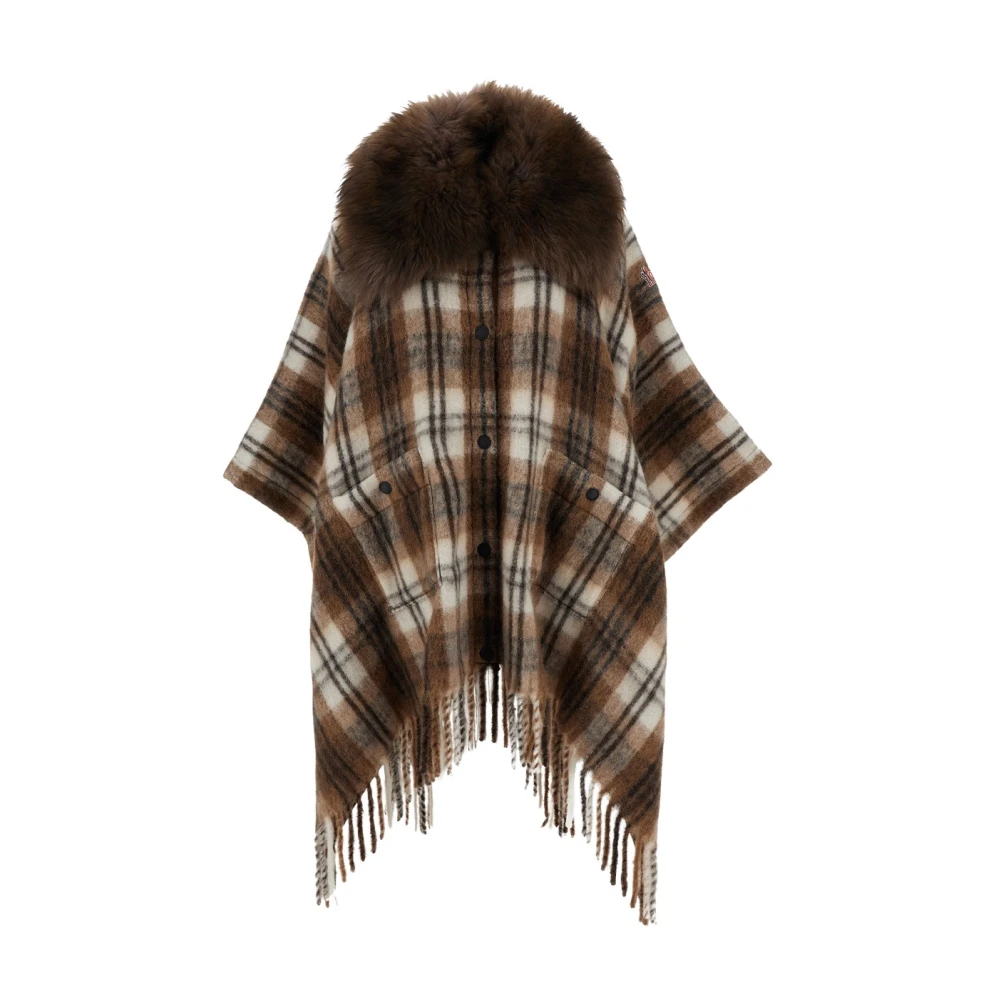 Grenoble Cape Aus Einer Mohair- für Alpaka- Und Wollmischung Mit Lammfellkragen in Damen in Braun, Moncler - Bild 5